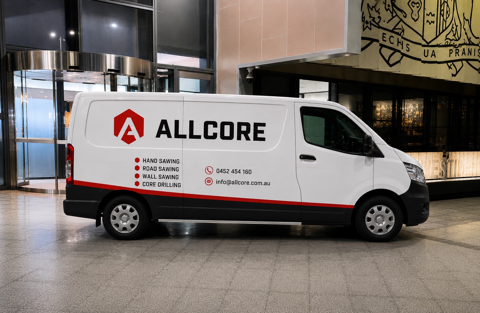 ALL CORE branded van on site