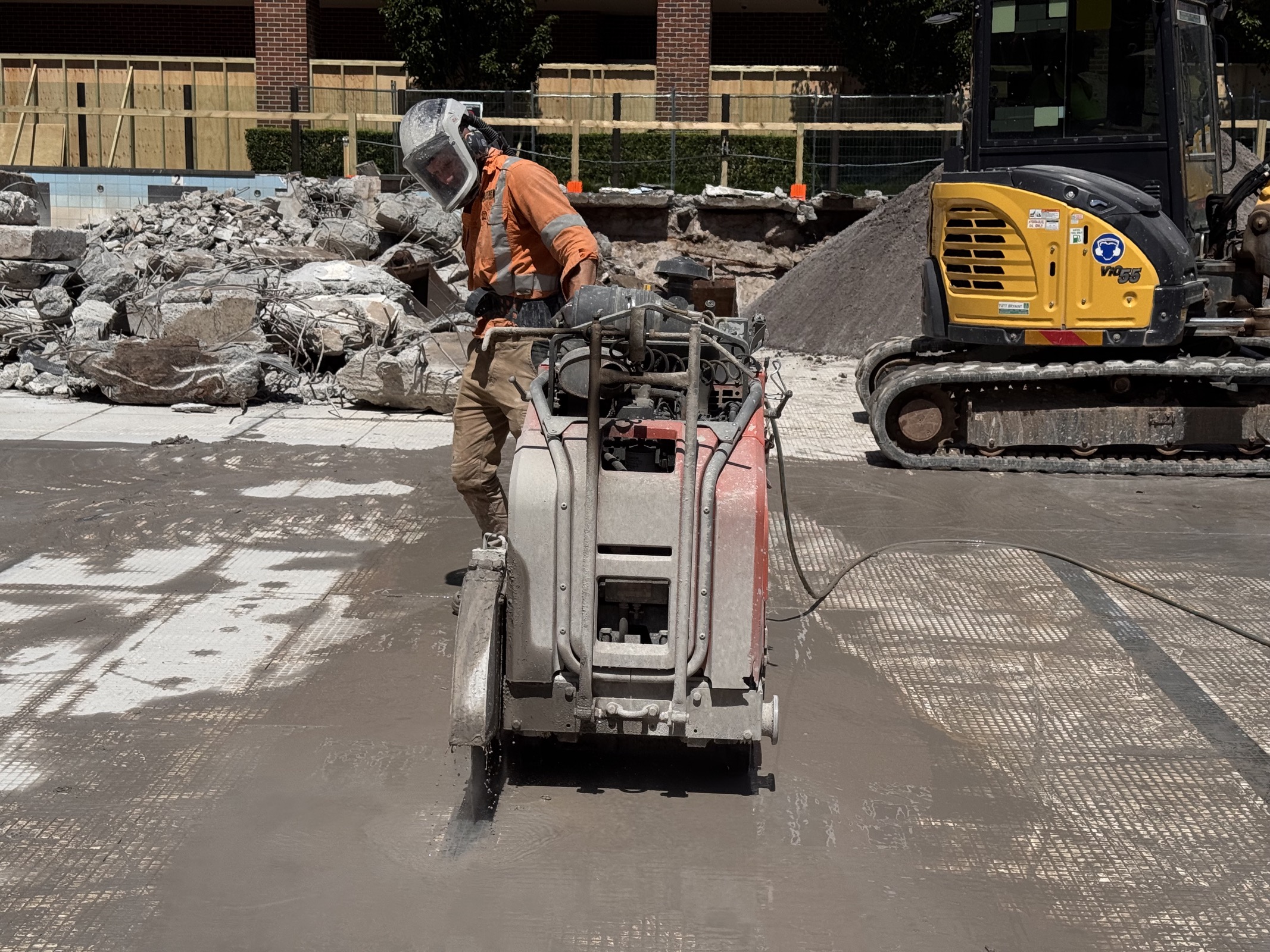 Road sawing along the existing Scots College swimming pool structure