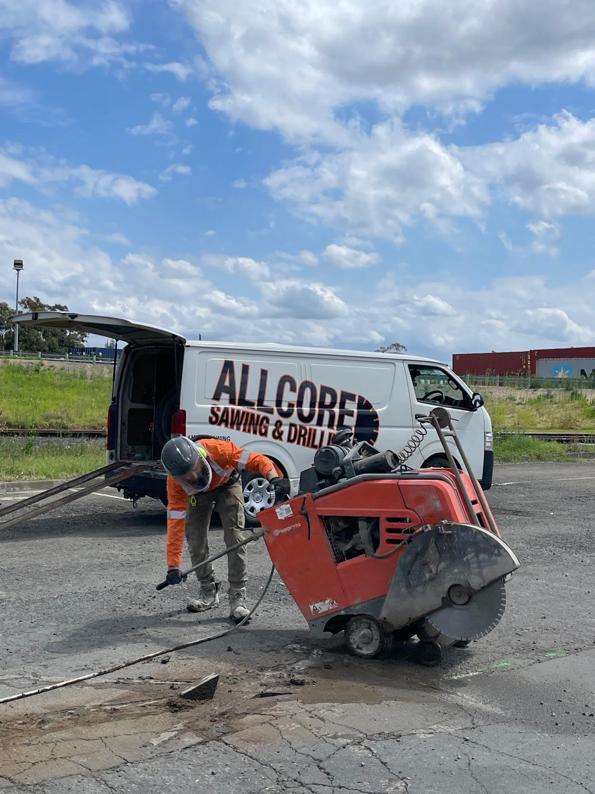 Side view of precision road sawing works completed by ALL CORE
